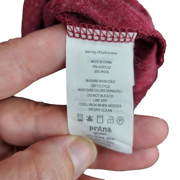 Prana Nadia burgundy faux wrap burnout a-line wool blend dress size Large - Picture 13 of 14